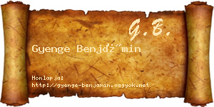 Gyenge Benjámin névjegykártya